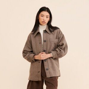 Free People We the Free Jessica Oversized Shirt Jacket in Brown - XL